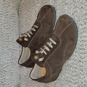 Footprints By Birkenstock Women's Brown Suede Laceup Sneakers Sz 41 Eu. 11 U.S.